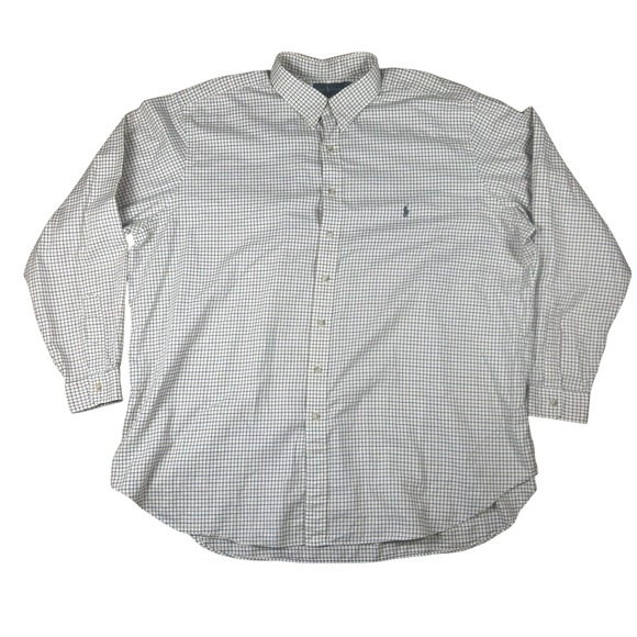 Ralph Lauren Other - Ralph Lauren Classic Fit 3XLT Tall Button Down Shirt White Blue Brown Check 1797